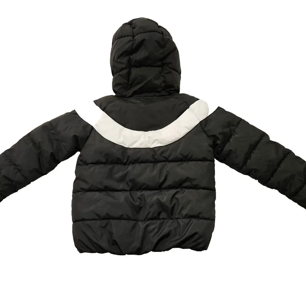 Nike Unisex Sz 3-4yrs Black & White‎ Puffer Hooded Zip Up Jacket Pockets